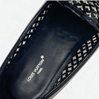 Louis Vuitton Chess Line Monogram Loafers Leather Shoes Patent Black Gold Logo — view 6