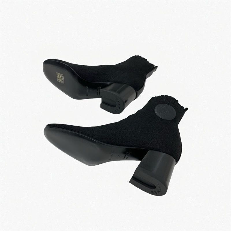 Hermes Volver Boots Short Shoes Fabric Leather Black Sock — view 6