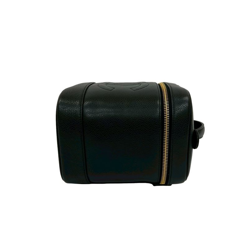 Chanel Caviar Leather Vanity Bag Mini Handbag Black 28298