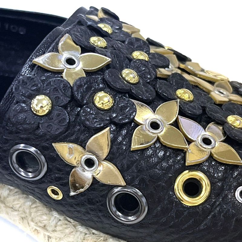 Louis Vuitton Ma1106 Espadrilles Monogram Flower Leather Slip-on Black 36 — view 7