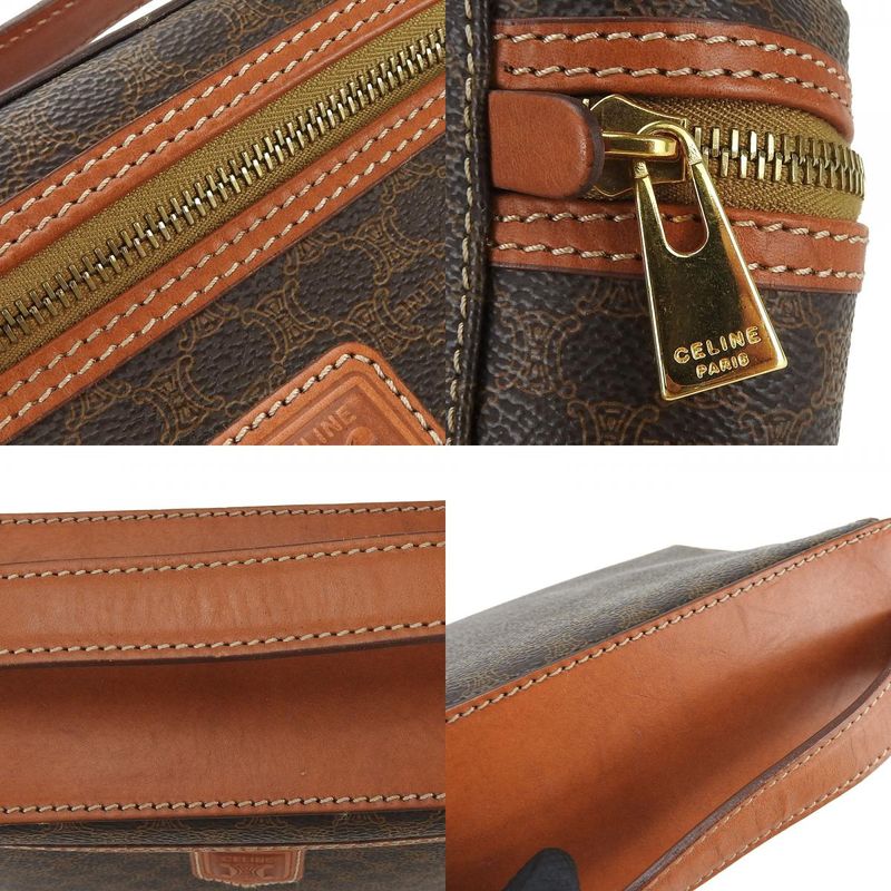Celine Handbag Macadam Leather Brown Gold Hardware Vanity Bag Pouch — view 8