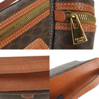 Celine Handbag Macadam Leather Brown Gold Hardware Vanity Bag Pouch — view 8