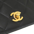 Chanel Quilted Lambskin Black Gold Chain Shoulder Bag — view 8