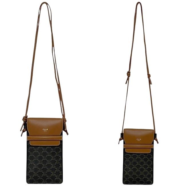 Celine Shoulder Bag Fon Black Brown Triomphe — view 2