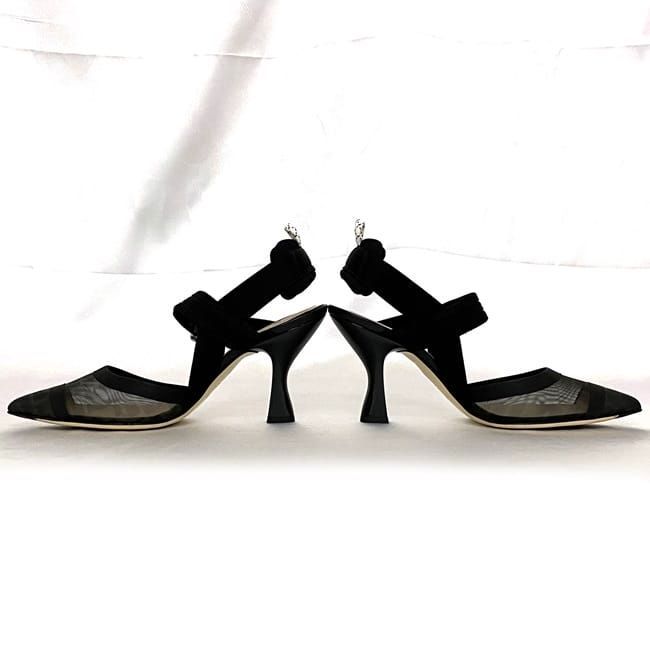 Fendi Mesh Suring Back Shoes High Heel Black — view 6