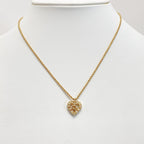 Christian Dior Logo Heart Rhinestone Necklace Gold GP — view 4