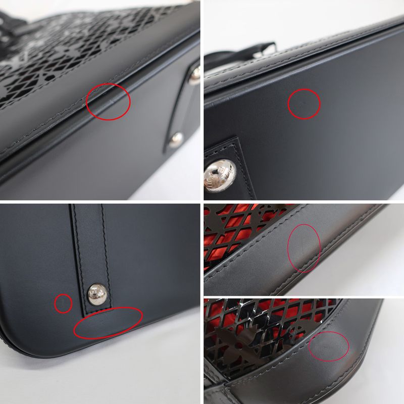 Louis Vuitton Alma PM Monogram Lace Handbag Black Red — view 8