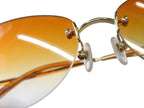 Chanel CC Logo Rimless Sunglasses Orange Gold Eyewear — view 3