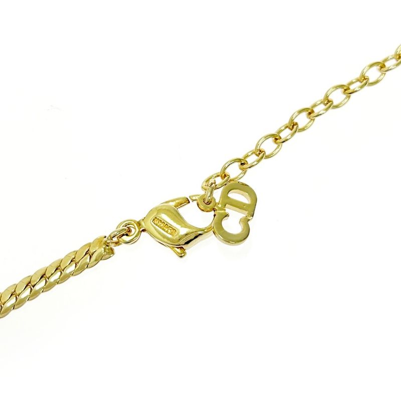 Christian Dior GP Rhinestone Colored Stone CD Logo Necklace Gold Blue — view 8