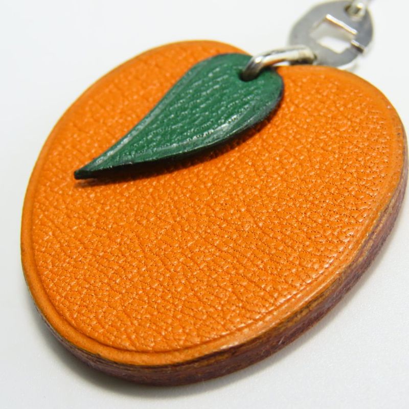 Hermes Bag Charm Leather Silver 925 Orange Hardware Accessories Small — view 3