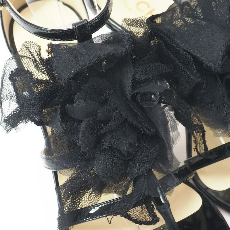 Chanel Sandals Size 35.5 Lace Shoes Ankle Strap Thong Mules CC Logo — view 8