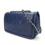 Chanel Shoulder Bag Quilted Caviar Leather Navy Silver Hardware Decacoco W Chain — view 2
