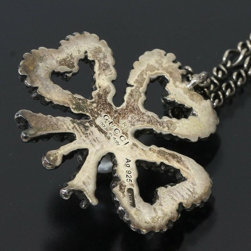 Gucci Clover Faux Pearl Design Necklace Pendant — view 5