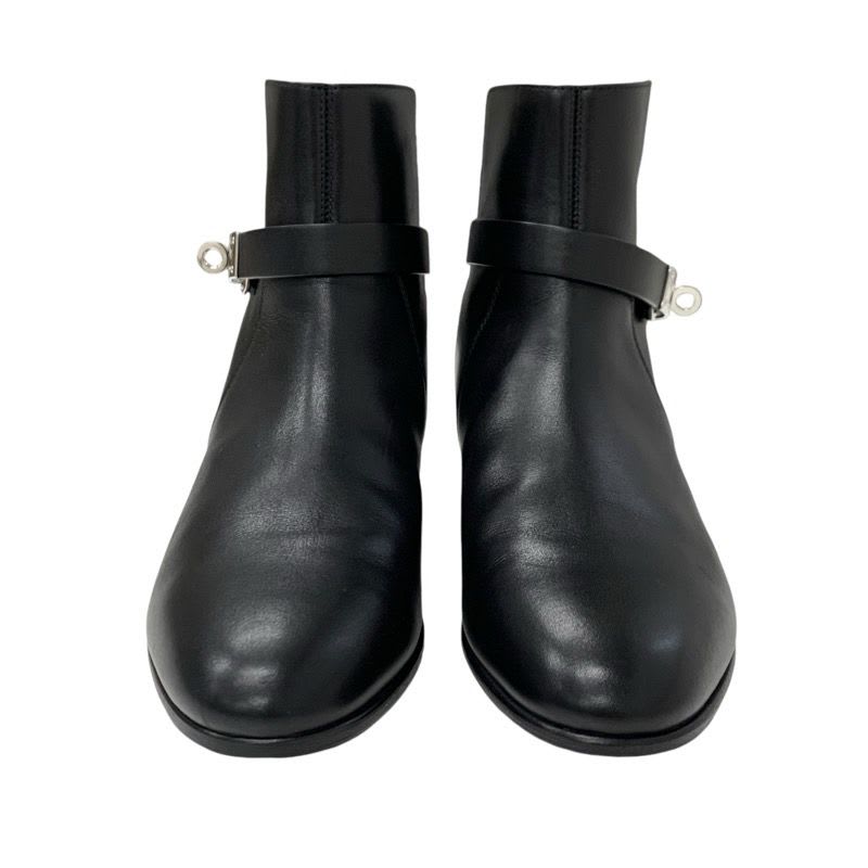 Hermes Neo Boots Short Shoes Leather Black Silver Kelly Hardware — view 2