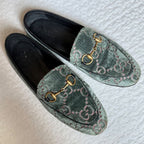 Gucci Jordane GG Pattern Horsebit Loafers Velvet Velour 35 1 2 — view 2