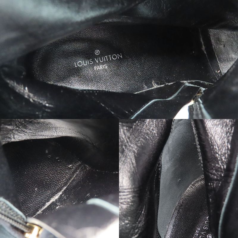 Louis Vuitton Century Line Ankle Boots Short Velvet Block Heel Studs — view 6