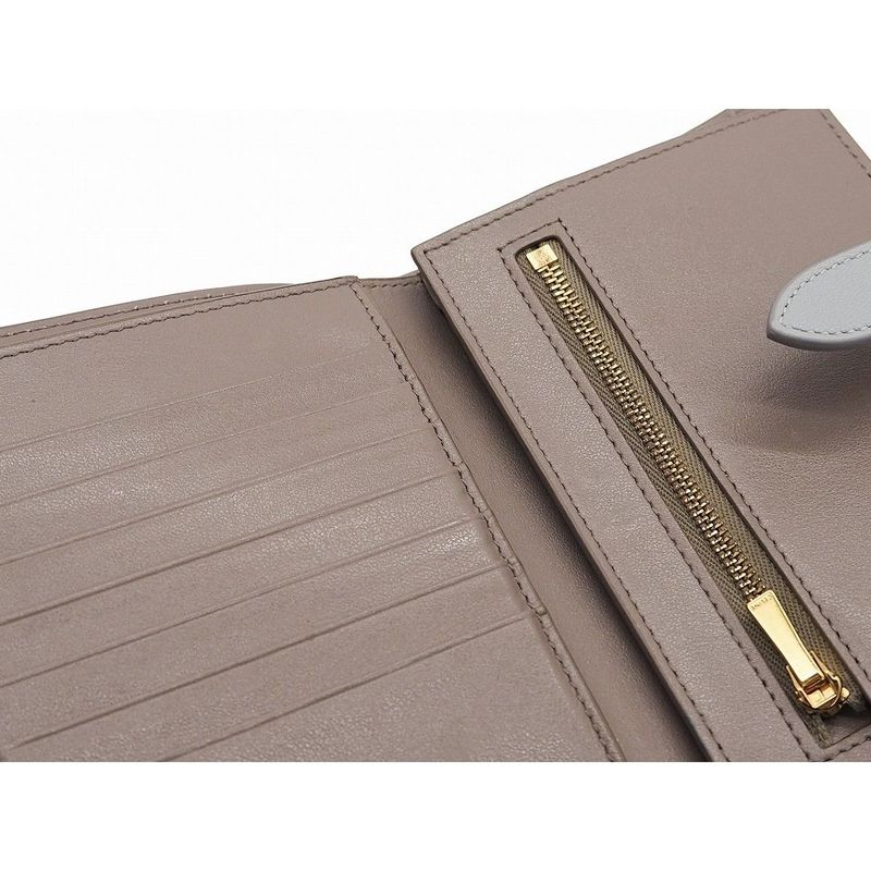 Celine Medium Strap Wallet Calfskin Pebble Glaze Mineral Blue Bicolor — view 6