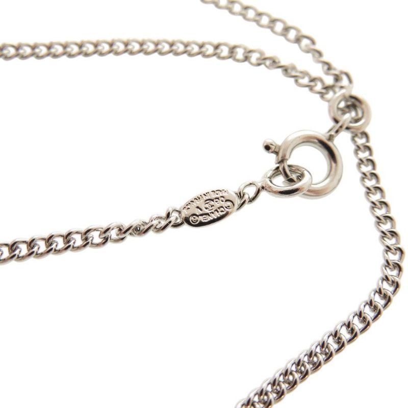 Chanel Coco Mark Metal Rhinestone Silver Necklace 0460 — view 6