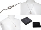 Chanel CC Logo Square Rhinestone Necklace 48 Silver Metal — view 5