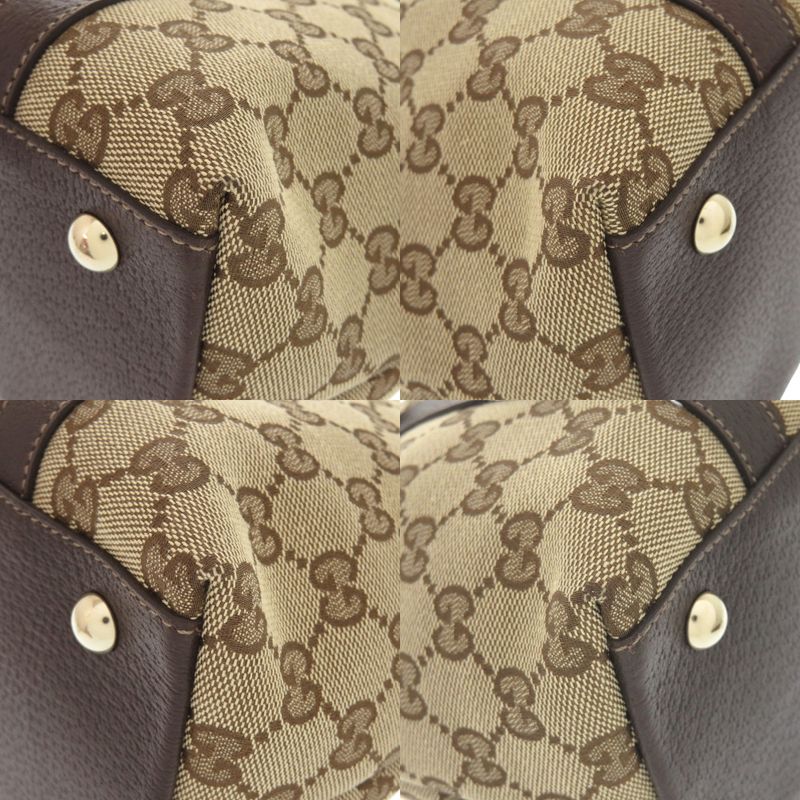 Gucci 02026 GG Canvas Leather Beige Brown Handbag 0416 — view 4