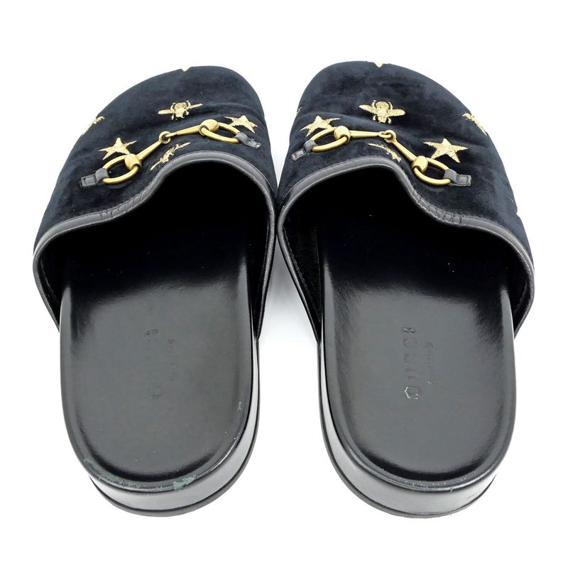 Gucci Sandals Horsebit Bi-bk Black Size 35 Embroidery — view 6