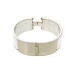 Hermes H Motif Clic Clac GM Bu Metal White Silver Stamped P Bracelet — view 5