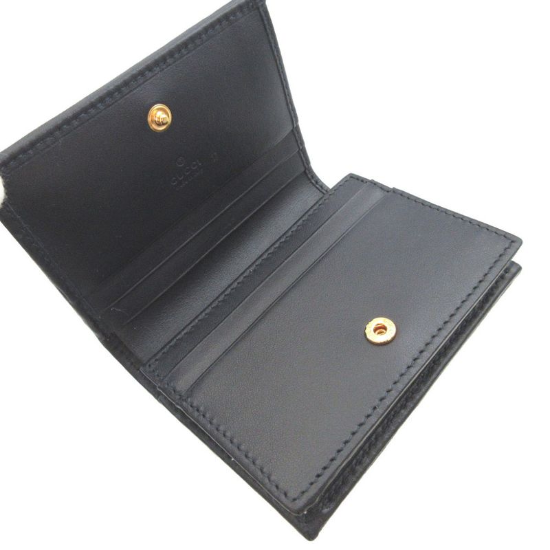 Gucci Horsebit Compact Wallet Canvas Leather Beige Navy Blue Bifold — view 4