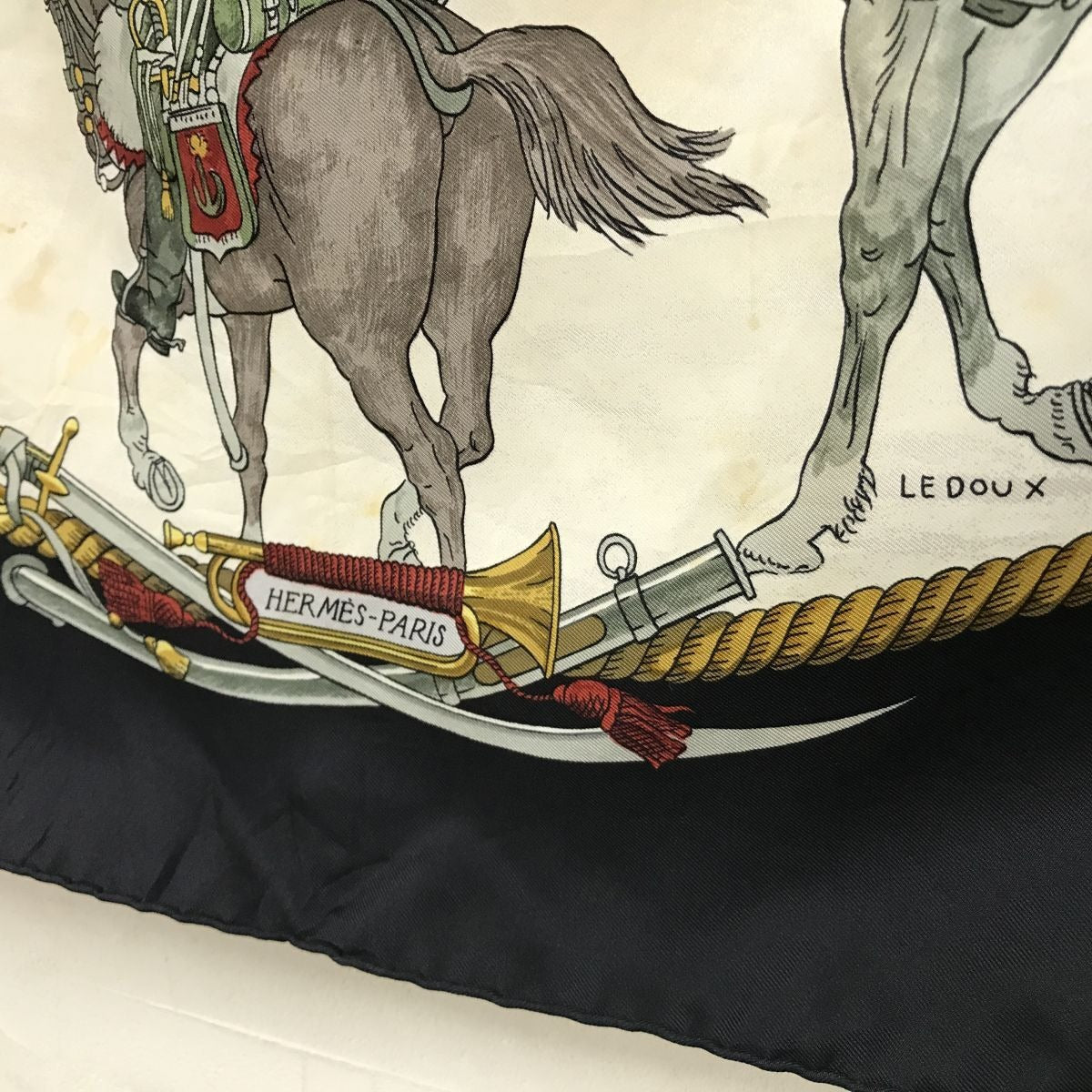 Hermes Carre 90 Marine Et Cavalerie Sea and Cavalry Large Scarf Black Multi All-over Print Silk — view 2