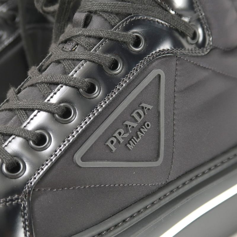 Prada Macro HIGH TOP Sneakers Size 37 Cut Triangle Logo Re-nylon — view 6