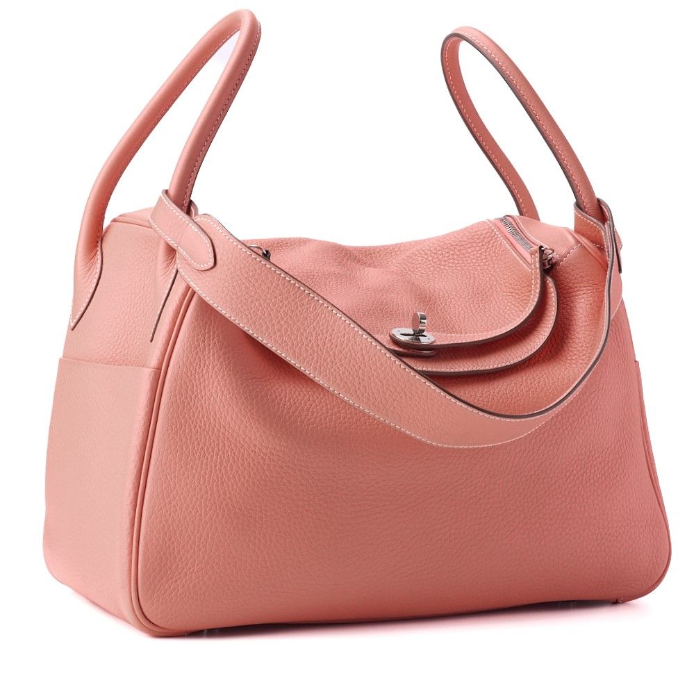 Hermes Lindy 34 Shoulder Bag Taurillon Clemence Crevette Silver — view 3
