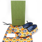 Gucci Geometric G All Over Logo Satin Room Shoes In Orange 37 — view 2