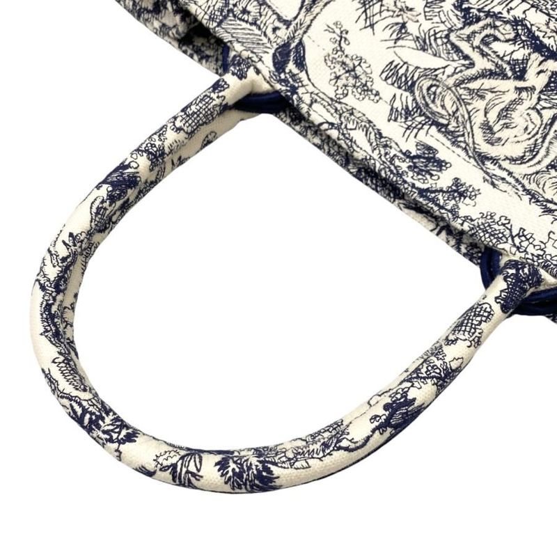 Christian Dior Tote Book Large M1286 Ztdt Toile de Jouy White Navy — view 5
