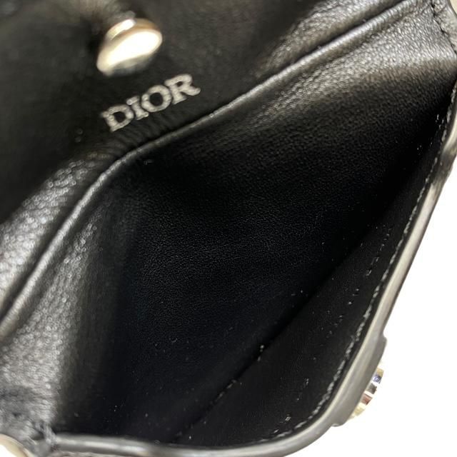 Christian Dior Saddle Pouch Mini Accessories Coin Case Fold Logo Leather Black — view 8