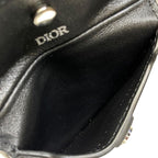 Christian Dior Saddle Pouch Mini Accessories Coin Case Fold Logo Leather Black — view 8