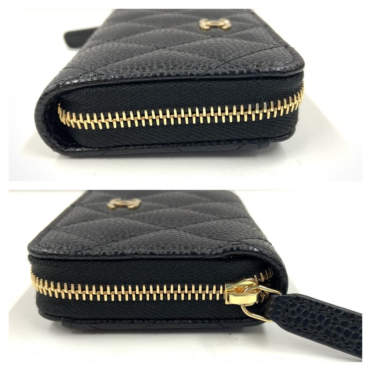 Chanel Quilted Classic Zip Coin Purse Caviar Leather Case Ap0216 Black — view 3