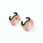Chanel Earrings Gold Black Pink Coco Mark Bicolor — view 4