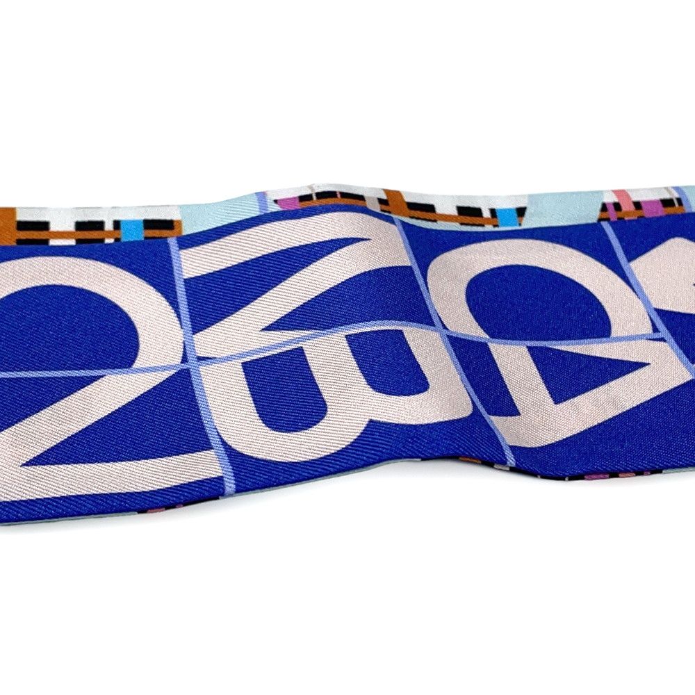 Chanel Scarf Logo CC Silk Blue Pink Multicolor — view 6