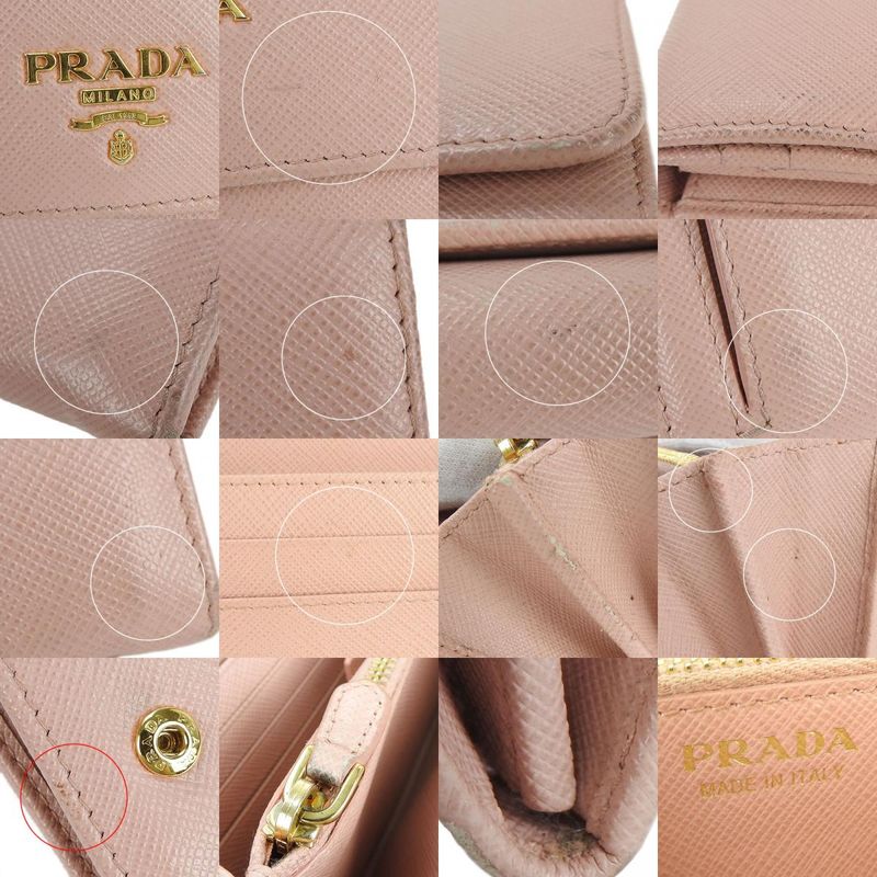 Prada Long Wallet 1 Mh132 Saffiano Leather Light Pink Gold Hardware Fold Simple — view 8