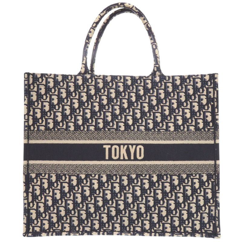 Christian Dior Book Tote Large Oblique M1286 Zritx Canvas Navy Bag 0095 — view 2