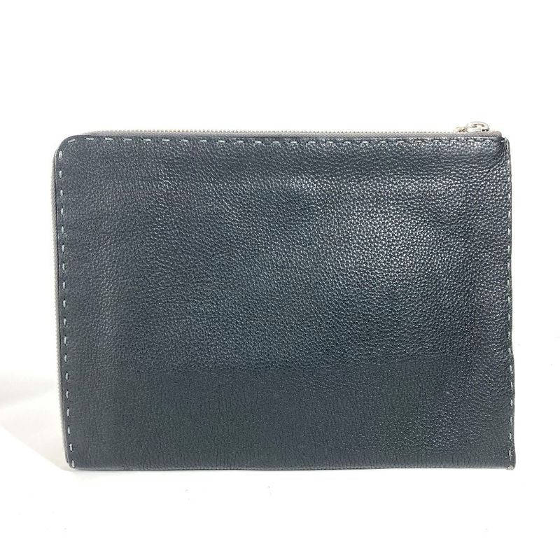 Fendi Clutch Bag Celeria Logo Leather Black — view 2