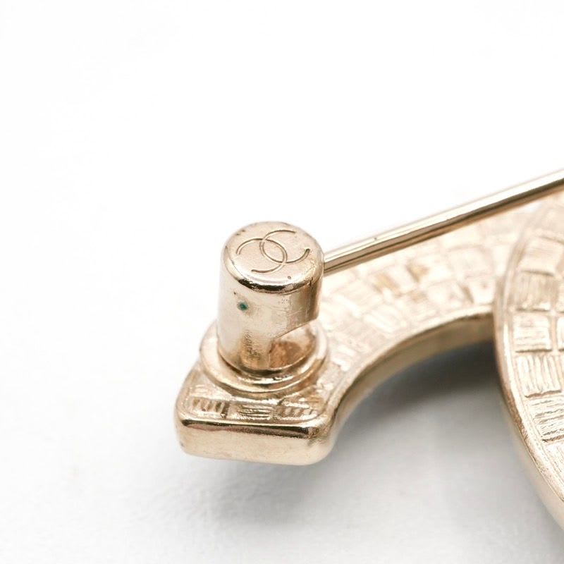 Chanel Brooch Corsage Gold Black Coco Mark Bicolor — view 8