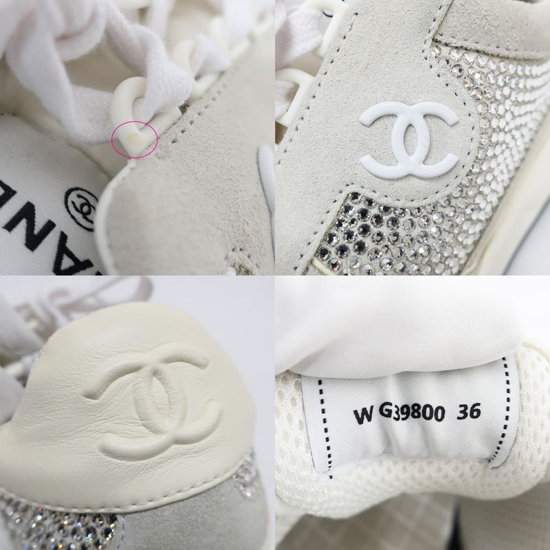Chanel Sneakers Sequins White Size 36 Coco — view 8