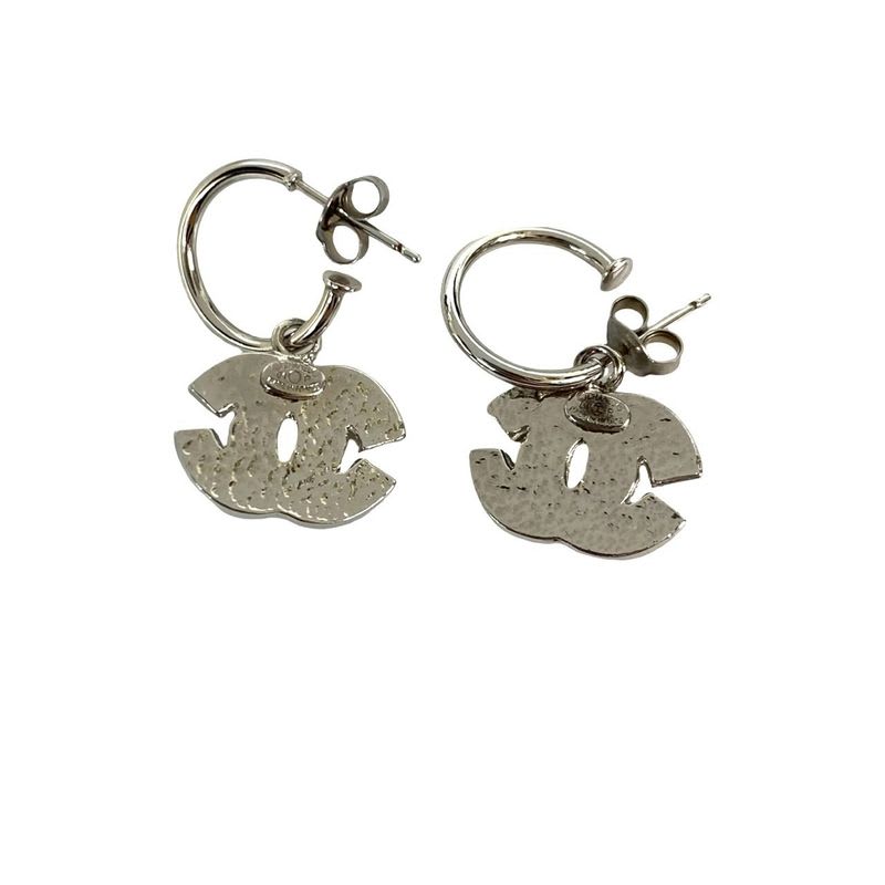 Chanel Coco Mark Motif Plated Rhinestone Earrings Accessories 01P — view 5