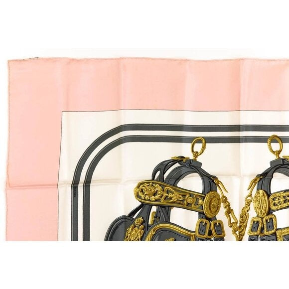 Hermes Silk Scarf Carre 90 Brides de GALA by Hugo Grygkar Pink White — view 3