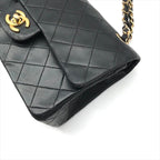 Chanel CC Logo Chain Shoulder Bag Lambskin Double Flap Black — view 6