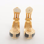 Christian Dior Onyx Motif Earrings GP With Rhinestones Black — view 5