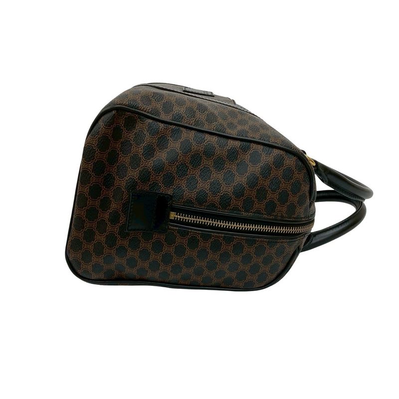 Celine Macadam Blason Vintage Triomphe Pattern Leather Handbag Mini Boston Bag