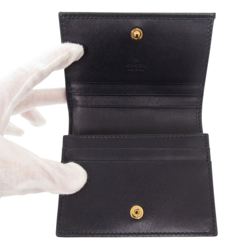 Gucci Horsebit Canvas Leather Beige Navy Bifold Wallet 0860 — view 5