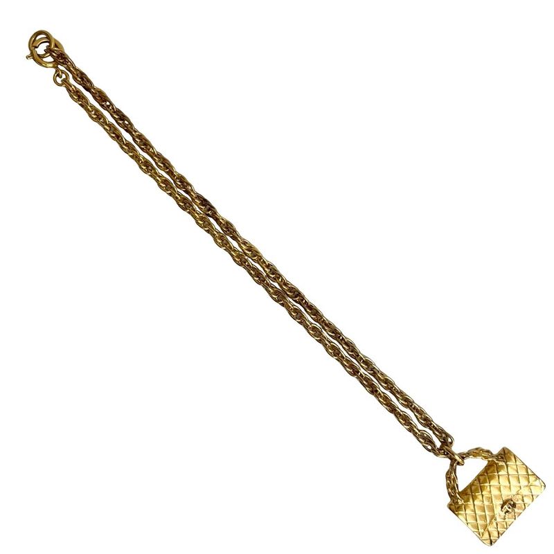 Chanel Quilted Bag Motif GP Chain Necklace Pendant Accessory 95P — view 5