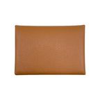 Hermes Card Case Coin Calvi Duo Engraved B Gold Brown Silver Hardware — view 3